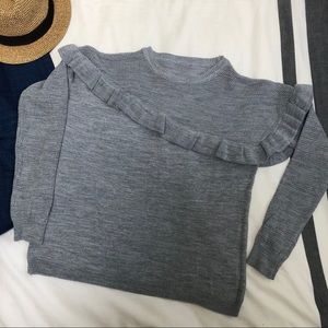 Gray Ruffle Sweater